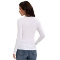 thumbnail image 2 of Womens Pullover Long Sleeve Crewneck Shirts Ribbed Knit Slim Fitted Casual Jumper Tops, 2 of 6