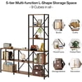 thumbnail image 3 of 59in 5 Tier L Shaped Ladder Bookshelf Corner Storage Shelves Industrial Bookcase with Metal Frame Particle Board for Living Room Bedroom Home Office Kitchen Plant Stand Display Rack Black, 3 of 7