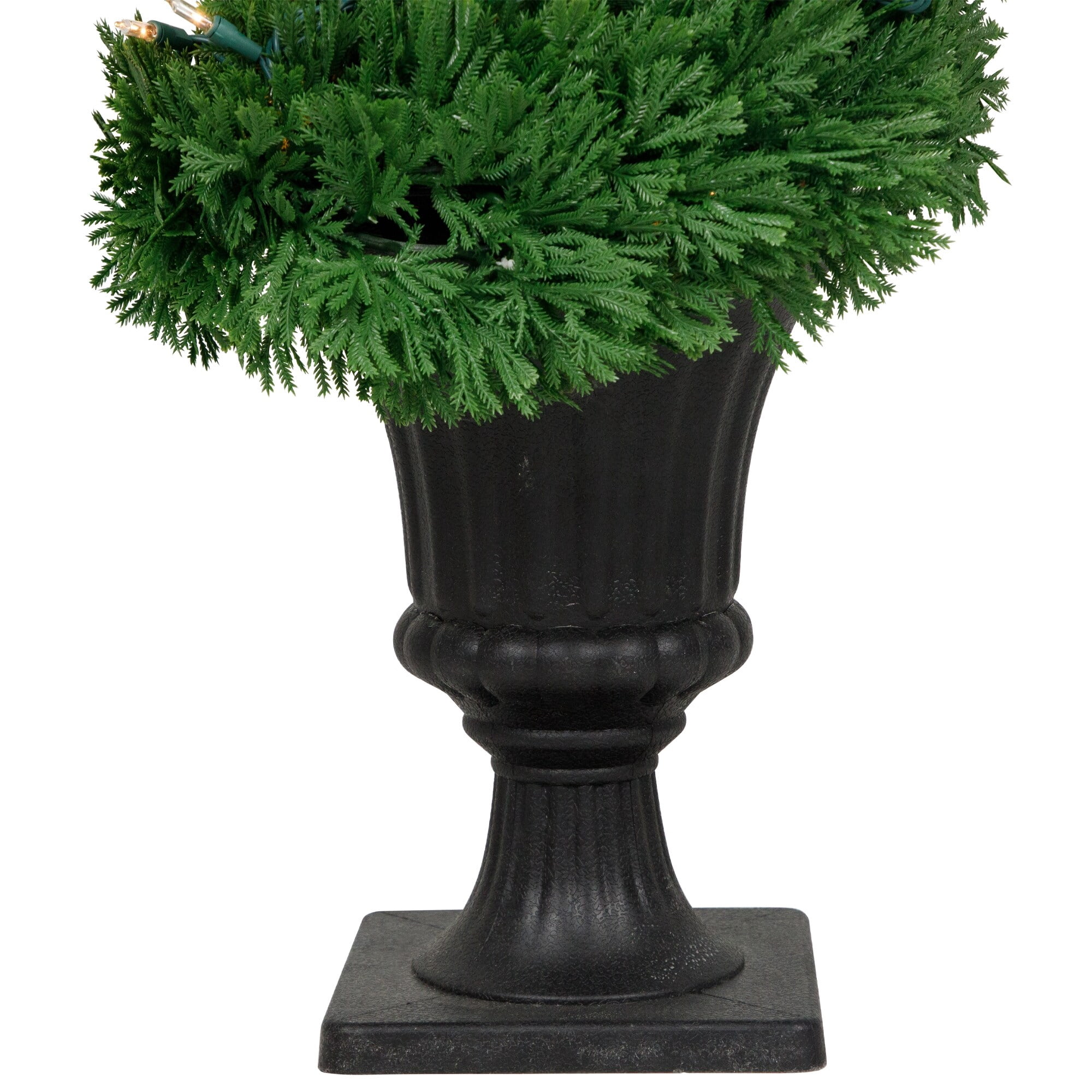 5.5' Pre-Lit Artificial Cedar Spiral Topiary Tree in Urn Style Pot  Clear Lights - 12