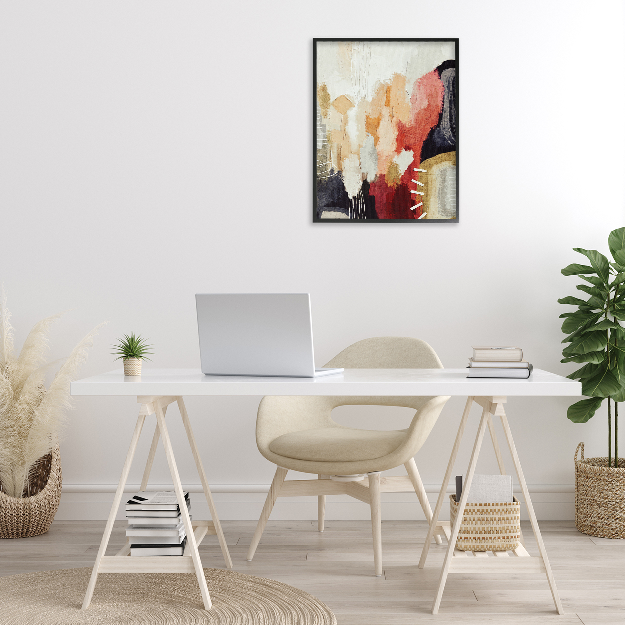 Stupell Industries Abstract Tan Southwestern Abstract Painting Black Framed Art Print Wall Art, 24 x 30