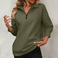thumbnail image 5 of XFLWAM Women Half Zip Oversized Sweatshirt Lightweight Long Sleeve Trendy Fleece Pullover Workout Warm Tops With Pocket Army Green S, 5 of 5
