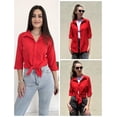 thumbnail image 6 of Zeagoo Women Work Shirts Button Down Three Quarter Sleeve Short Sleeve Office Blouses for Women, 6 of 7