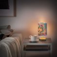 thumbnail image 6 of Colorful Cat Head Table Lamp USB Bedside Desk Nightstand Lamp Printed Gifts Small Lamp Wood Base for Bedroom Living Room Kids Room College Dorm, 6 of 7