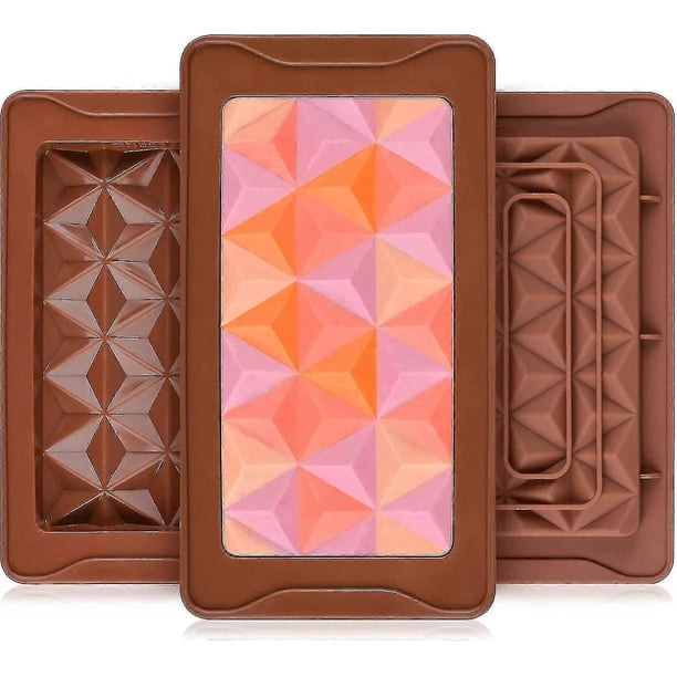 3 Pcs Break Apart Chocolate Molds Silicone Deep Candy Bar Molds Silicone Shapes, Silicone Molds For Wax Melts Large( Pyramid Set )