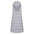 thumbnail image 7 of Women's Long Quilted Puffer Vest Plus Size Sleeveless Winter Hooded Coats Zipper Snap Casual Jacket Outerwear Gray, S, 7 of 7