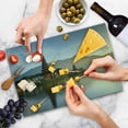 thumbnail image 4 of Balinese Cutting Board, Pura Ulun Danu Building Panorama Sunrise on Lake Bratan Bali Indonesia Waterscape, Decorative Tempered Glass Cutting and Serving Board, Large Size, Beige Brown, by Ambesonne, 4 of 5