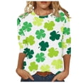 thumbnail image 1 of cfhntfmh Chemise de la Saint-Patrick pour Femmes Grande Taille Blouse Imprimée Manches 3/4 Col Rond Mode 2025, 1 of 5