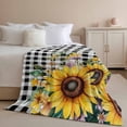 thumbnail image 2 of Throw Blanket for Couch Sunflower Soft Fleece Flannel Blankets Cozy Lightweight Blanket for Home Sofa Living Room Flower Black Plaid Bed Throws 60" x 80", 2 of 9