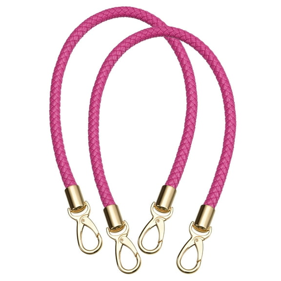 Uxcell 2Pack 60cm/23.6" Braided Leather Purse Replacement Strap for Handbag, Fuchsia