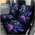 thumbnail image 3 of Yuyamidu Hummingbird Car Seat Cover Set 14 PCS Purple Rose Car Headrest Covers Steering Wheel Cover Seat Belt Covers Armrest Pad Cup Coasters Key Ring, 3 of 7