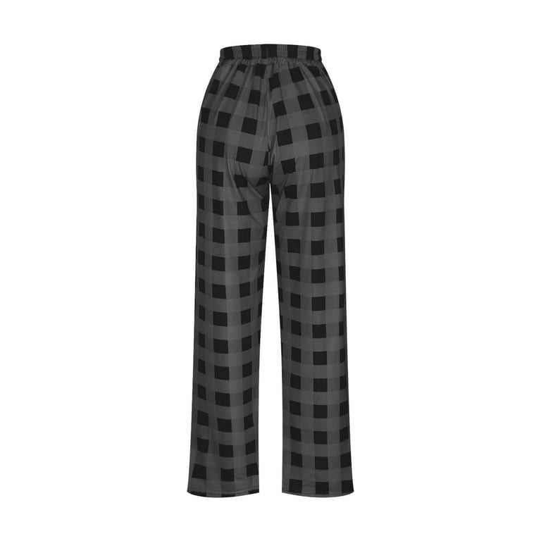 Qcmgmg Blue Plaid Pajama Pants with Pockets Buffalo Plaid Drawstring Soft  Lounge Pants Sleepwear Pj Bottoms Wide Leg Casual Pajama Bottoms Comfy Pj  Pants ( Blue and Black Plaid,2XL ) 