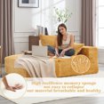 thumbnail image 3 of Loveseat Sofa, Small Couch Lazy Lying Sitting Chaise Lounge, Deep Seat Sleeper Sofa Reading Leisure Sofa Bed for Living Room Bedroom Apartment Office, Yellow, 3 of 6