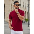 thumbnail image 3 of COOFANDY Mens Mock Turtleneck Sweater Short Sleeve Ribbed Knit Turtleneck Slim Fit Casual Sweater Soft, 3 of 5