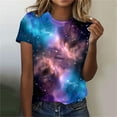 thumbnail image 2 of Womens Galaxy Space Print T-Shirts Short Sleeve Crewneck Graphic Tees Casual Summer Fashion Tops 2025, 2 of 5