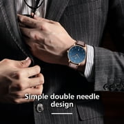 A ALPS Mens Watches Fashion Quartz Mens Watches Ultra Thin Minimalist Wristwatches with Leather Strap Gift for Man Fathers Day Gifts