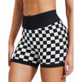 thumbnail image 4 of YONGXIABF Women's High Waisted Chessboard Print Seamless Yoga Shorts, Shaping Workout Shorts for Yoga Fitness Skateboarding Cycling.black.L, 4 of 6