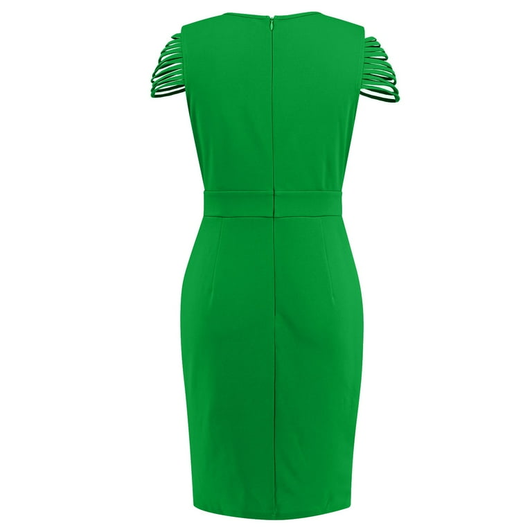 Njoeus Women's Summer V Neck Strappy Sleeve Bodycon Dress Ruched Wrap  Wedding Guest Dresses for Women Sheath Casual Cocktail Party Work Dresses  S-XXL