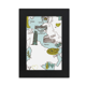 thumbnail image 1 of Mapa ciudad Italia Landmark national flag pattern Marco de Fotos de escritorio imagen Arte Negro Pintura 5x7 pulgadas, 1 of 4