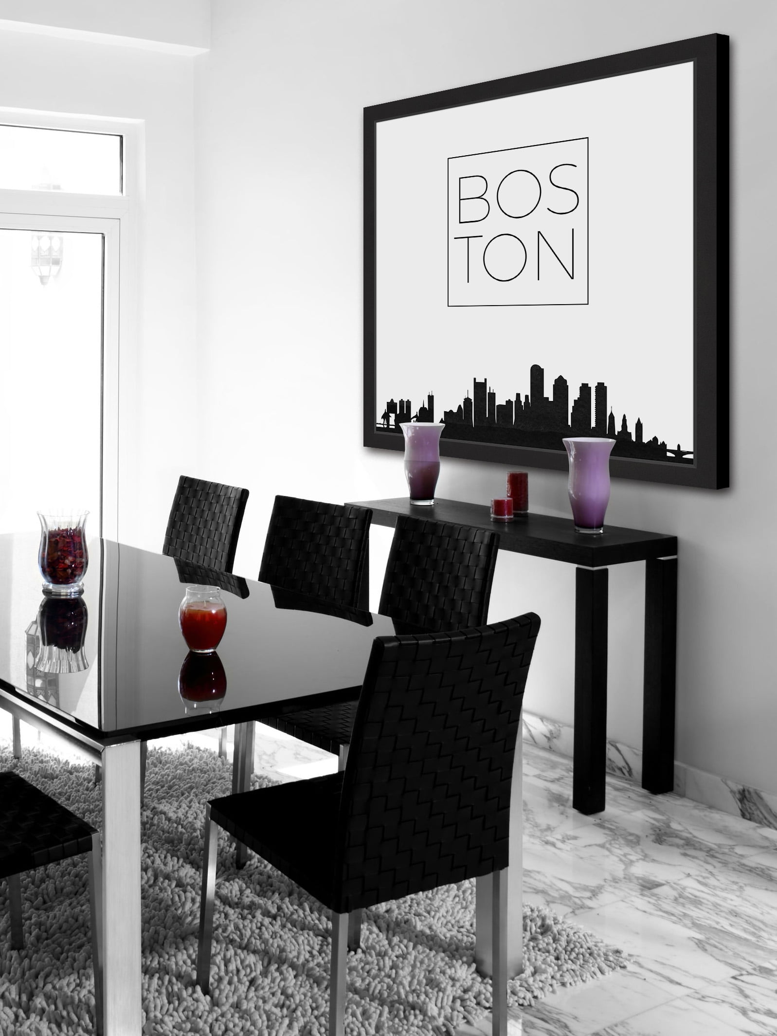 "Boston Skyline" Framed Painting Print