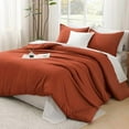thumbnail image 2 of Boho Comforter Full Size Set Burnt Orange, 3 Pieces Fall Solid Terracotta Lightweight Bedding Comforter Set, Rust Fluffy Winter Quilted Blanket Set (79x90In Comforter & 2 Pillowcases), 2 of 7