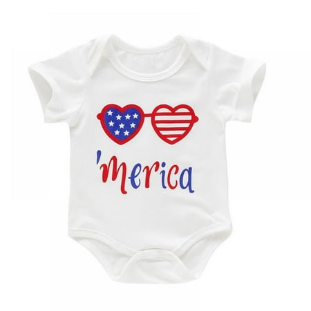 

2021 Children Baby Bodysuits USA Independence Day Printed Clothing Jumpsuits Newborns Infants USA Shipping