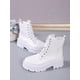 thumbnail image 4 of opean And American Style Minimalist Fashion Stripe Bottom Chunky Mid-high Heel Ankle Boots For Autumn/winter, Motorcycle Style Shoes, 4 of 5