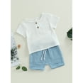 thumbnail image 4 of Elippeo 2Pcs Baby Boy Summer Outfits 6 12 18 24  Months 3 Years Short Sleeve Button Down Pocket Tops + Shorts Set Toddler Clothes, 4 of 9