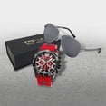 thumbnail image 3 of Daniel Steiger Men's Adventurer Red Sports Watch & Sunglasses Matching Set - Silicone Watch Strap - Quartz Chronograph Movement - Water Resistant - Gift Case Included, 3 of 4