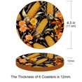 thumbnail image 3 of Thanksgiving Stylish Round Coasters Set of 6, Microfiber Leather Drink Coasters, 11x11 cm/4.3x4.3 in, Cup Mat, 3 of 6