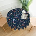 thumbnail image 2 of Spring Summer Floral Tablecloth Round 60 Inch Farmhouse Navy Blue Background Wildflower Round Tablecloth Polyester Washable Table Cover Table Cloth for Kitchen Dining Room Picnic Patio Party, 2 of 6