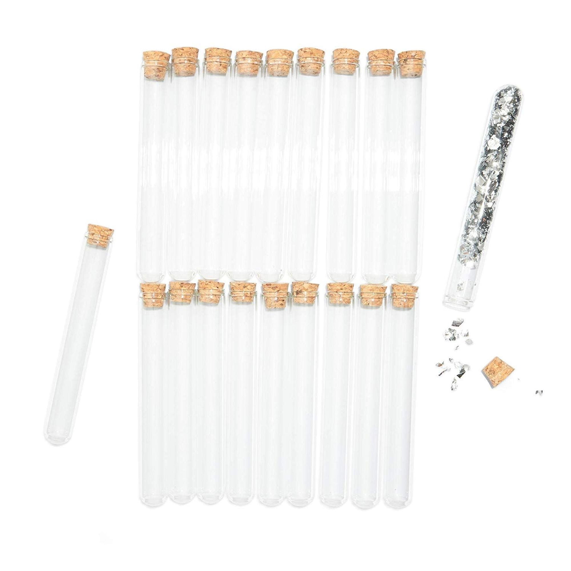 20 Pack Glass Test Tubes with Cork Stopper 1oz for Chemistry Labs DIY