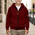 thumbnail image 2 of XIMIN Youth Boys Full Zip Long Sleeve Fleece Lined Hooded Hoodies Sweatshirt with Pockets Teen Lightweight Fall Winter Warm Trendy Pullover, 2 of 5