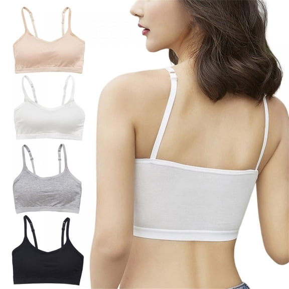 4 Pack Bras for Women BWASD Comfort Thin Racerback Fitted Cami Bralettes Short No Underwire Seamless Basics Underwear Sport Daily Padded Tank Tops S-XL