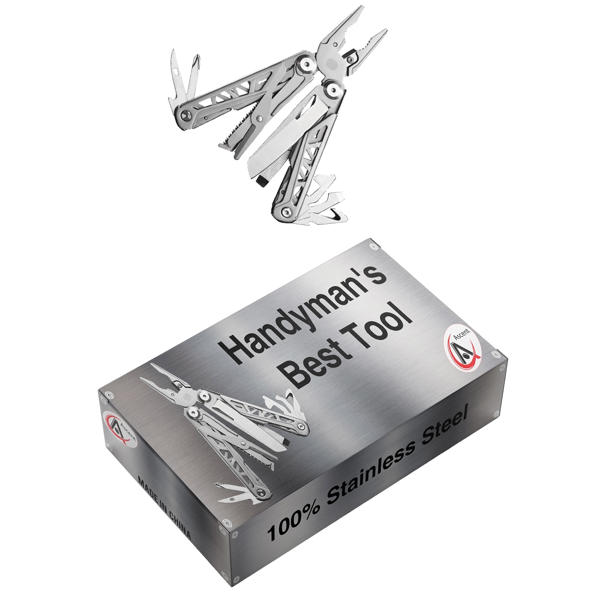 Ascent Handyman DIY Gift Tool Pliers 15 in 1 Multitool Gift Boxed, Handy Pocket Knife Screwdriver Bottle Opener Saw For Camping Fishing Hiking Hunting - Gift Idea for Father, Men, Boyfriend, Women