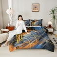 thumbnail image 4 of jejeloiu Minimalist Watercolor Bedding Comforter Set,Modern Geometric Aesthetic Twin Comforter Sets,Orange Blue Black Bedding Set For Men Women,Lightweight Room Decor Reversible,2pcs, 4 of 8