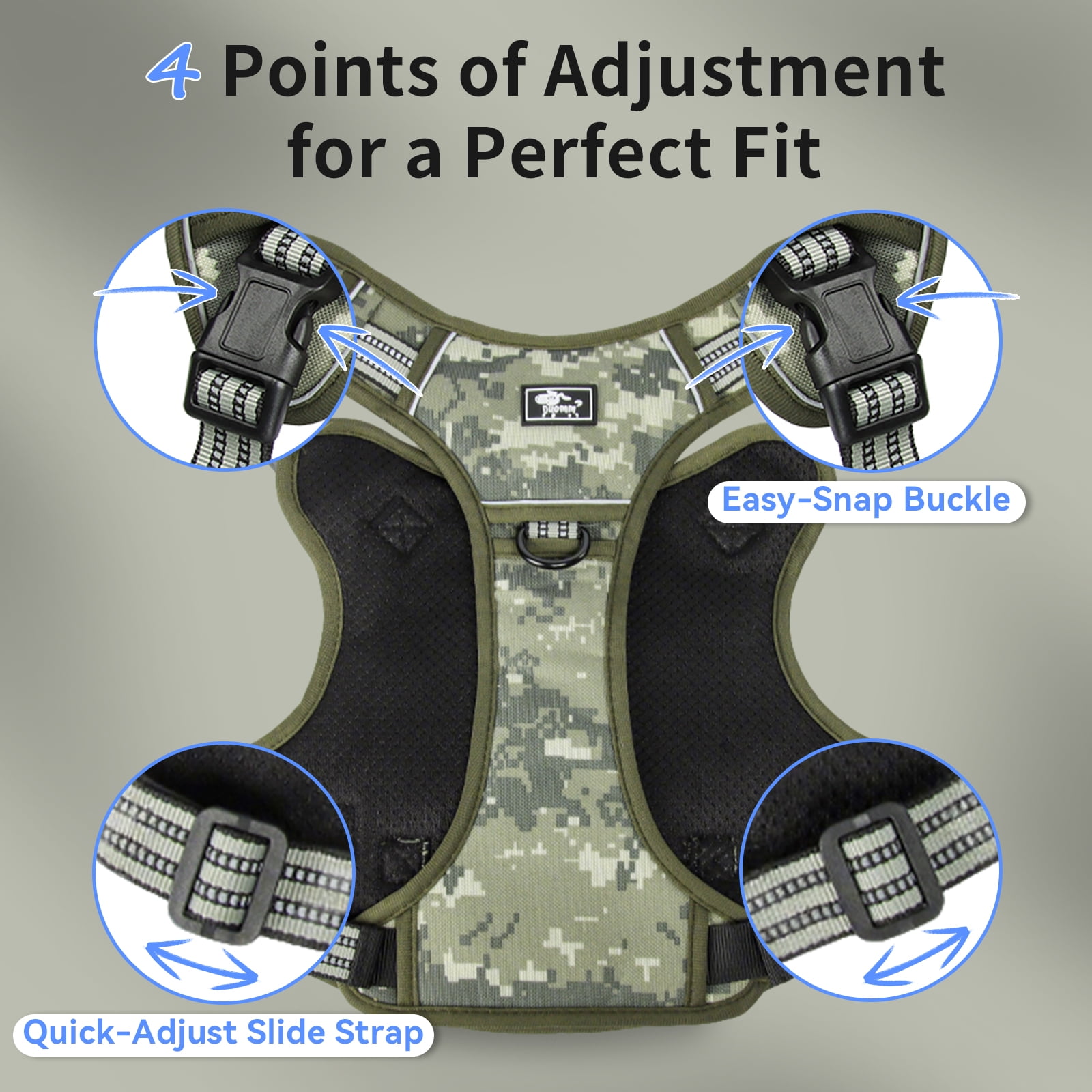 NOYAFA No Pull Dog Harness for Large Dogs,No Choke Dog Harness with Handle, Adjustable Reflective Soft Padded Pet Harness for Training, Walking
