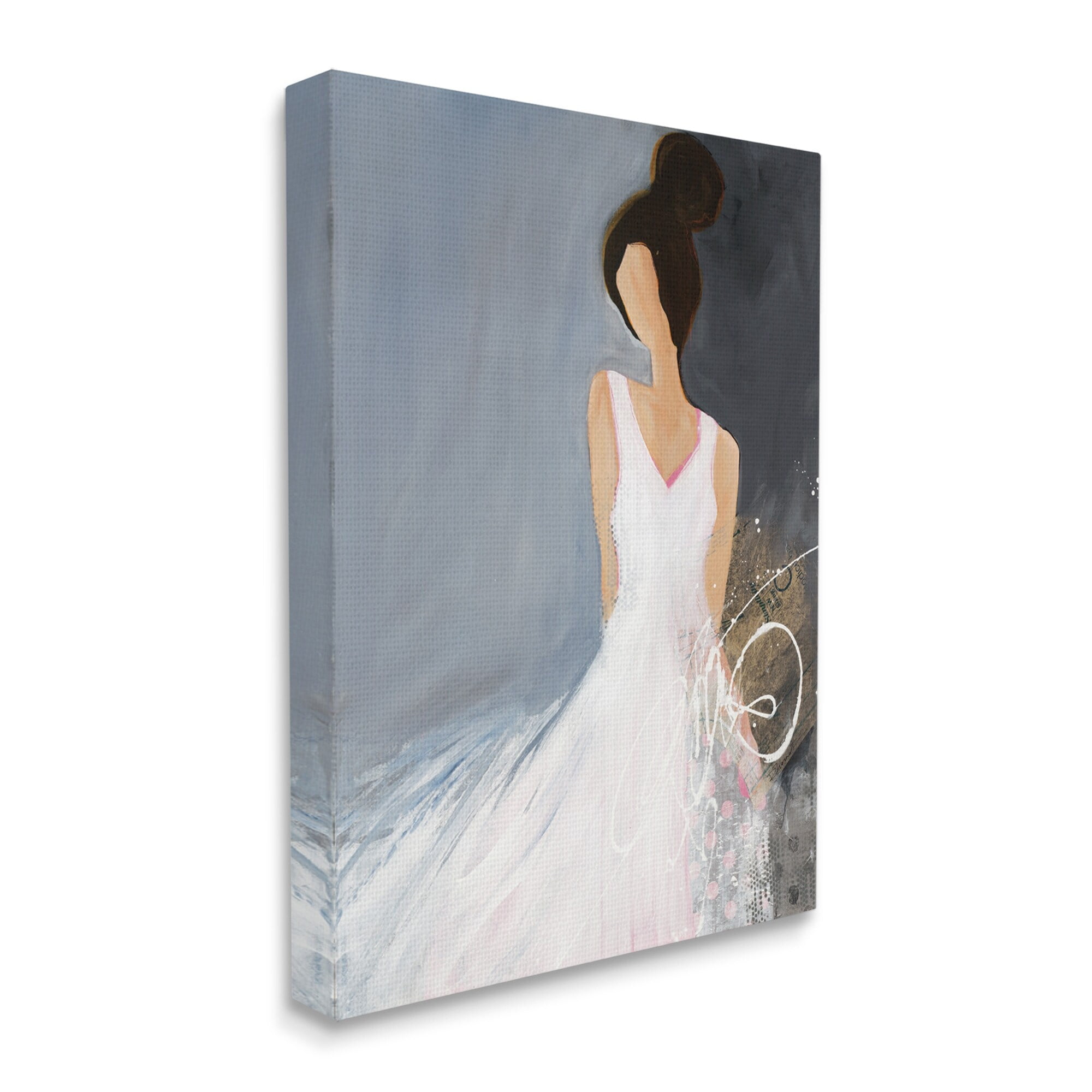 Stupell Industries Abstract Female Figure Organic White Dress Fashion,16 x 20,Designed by Ruth Fromstein