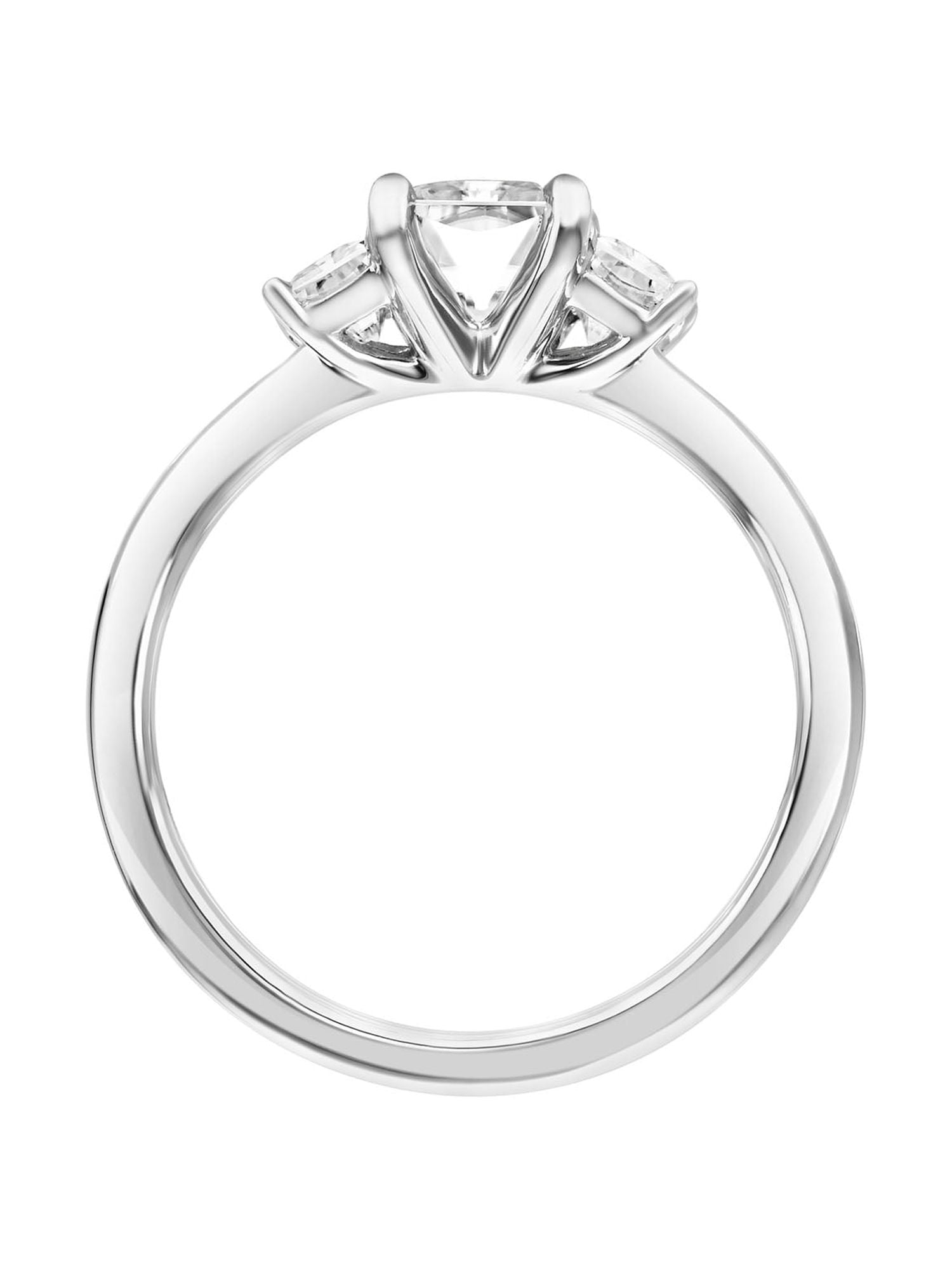 2 Carat DEW Radiant-Cut Moissanite 10K White Gold Three-Stone Engagement Ring