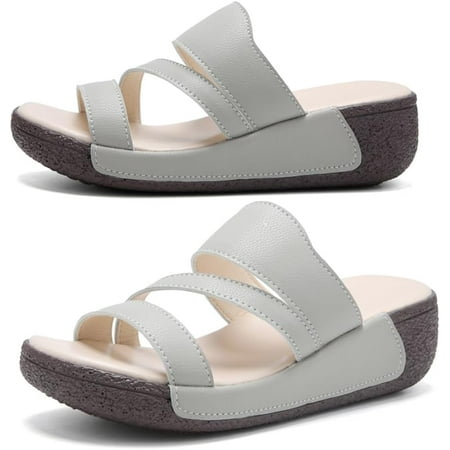 Women s Platform Sandals Slip on Summer Outdoor Slides Slippers Shoes Casual Fashion Platform Wedge Sandals for Ladies