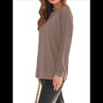 thumbnail image 3 of Camisas de Larga para Mujer, Blusas de Encaje, Ropa Informal de Negocios, Moda de Otoño, Blusas Tejidas Y2k Caqui M, 3 of 8
