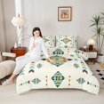 thumbnail image 4 of Feelyou Beige Aztec Abstract Queen Comforter Set, Boho Mandala Bedding Comforter Set, 3pcs, 4 of 8