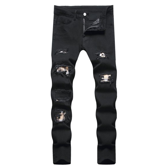 QHFBli Skinny Jeans for Men Men's Stretch Denim Jeans Contemporary Straight Leg Tapered Fit Comfortable Everyday Pants for Black XS