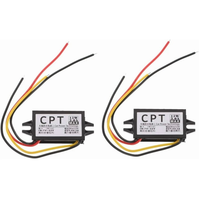 ZOUSSIQI 2 Pcs Convertisseurs 12v à 5v Module d'Alimentation pour Équipement Électrique Prise Booster Tension Réglable Régulateur Adaptateur USB Kit de Compteur Câble de Forage LED Transformateur Alliage d'Aluminium CA919-43063
