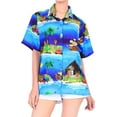 thumbnail image 6 of HAPPY BAY Hawaiian Shirts Womens Summer Beach Party Blouses Shirt T-Shirt Blouse Short Sleeve Tropical Vacation Dress Tee Shirts Tops for Women XXL Holiday Tribal, Blue, 6 of 6