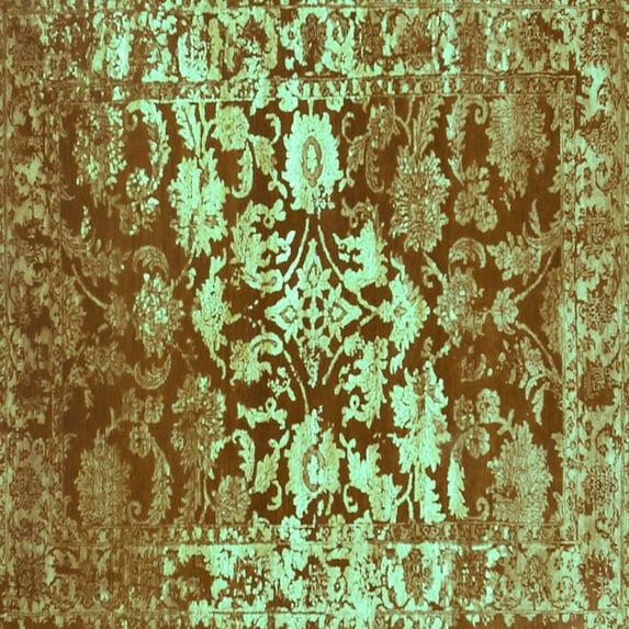 Ahgly Company Indoor Square Abstract Turquoise Blue Contemporary Area Rugs, 5' Square
