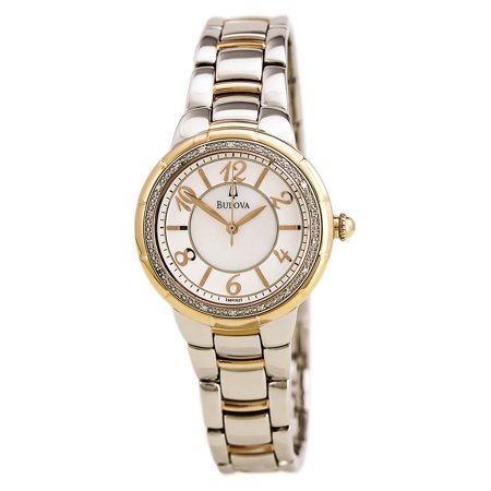 Bulova 98R162 Women's Rosedale Diamond Accented Bezel MOP Dial Two Tone Steel Watch