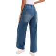 thumbnail image 3 of INSPIRE CHIC Pantalones de mezclilla para mujer de tiro alto con botones, ajustados, rectos, sueltos, de moda, casuales, de pierna ancha, XL, azules, 3 of 6
