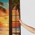 thumbnail image 3 of Orinice Tropical Ocean Beach Shower Curtain Rustic Wood Window View Palm Trees Sea Dusk Sunset Scenery Shower Curtain for Bathroom Decor Waterproof Fabric Set with Hooks,  69x72, 3 of 7