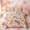 thumbnail image 2 of meiyoeat Floral Cat Pattern Bed Spread Queen,Pink Rustic Flower Queen Coverlet Set,3 Pieces,1 Quilt and 2 Pillowcases, 2 of 7