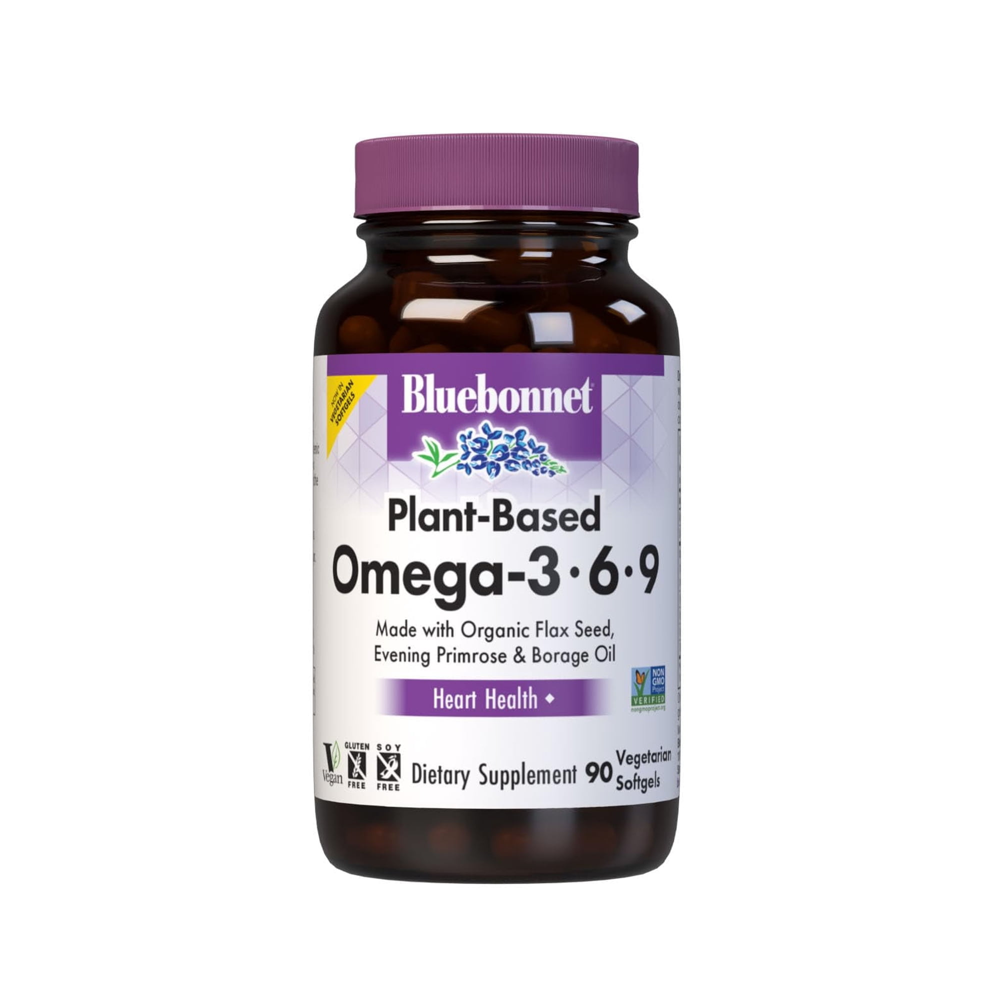 Bluebonnet Plant Based Omega 3-6-9-1000mg for Heart Health* – Cold Pressed Oil – 90 Days